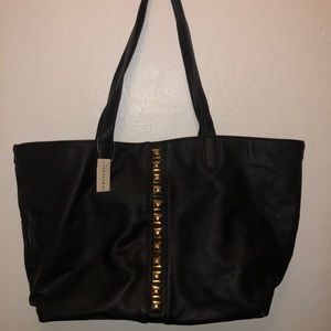 Black Faux Leather Tote